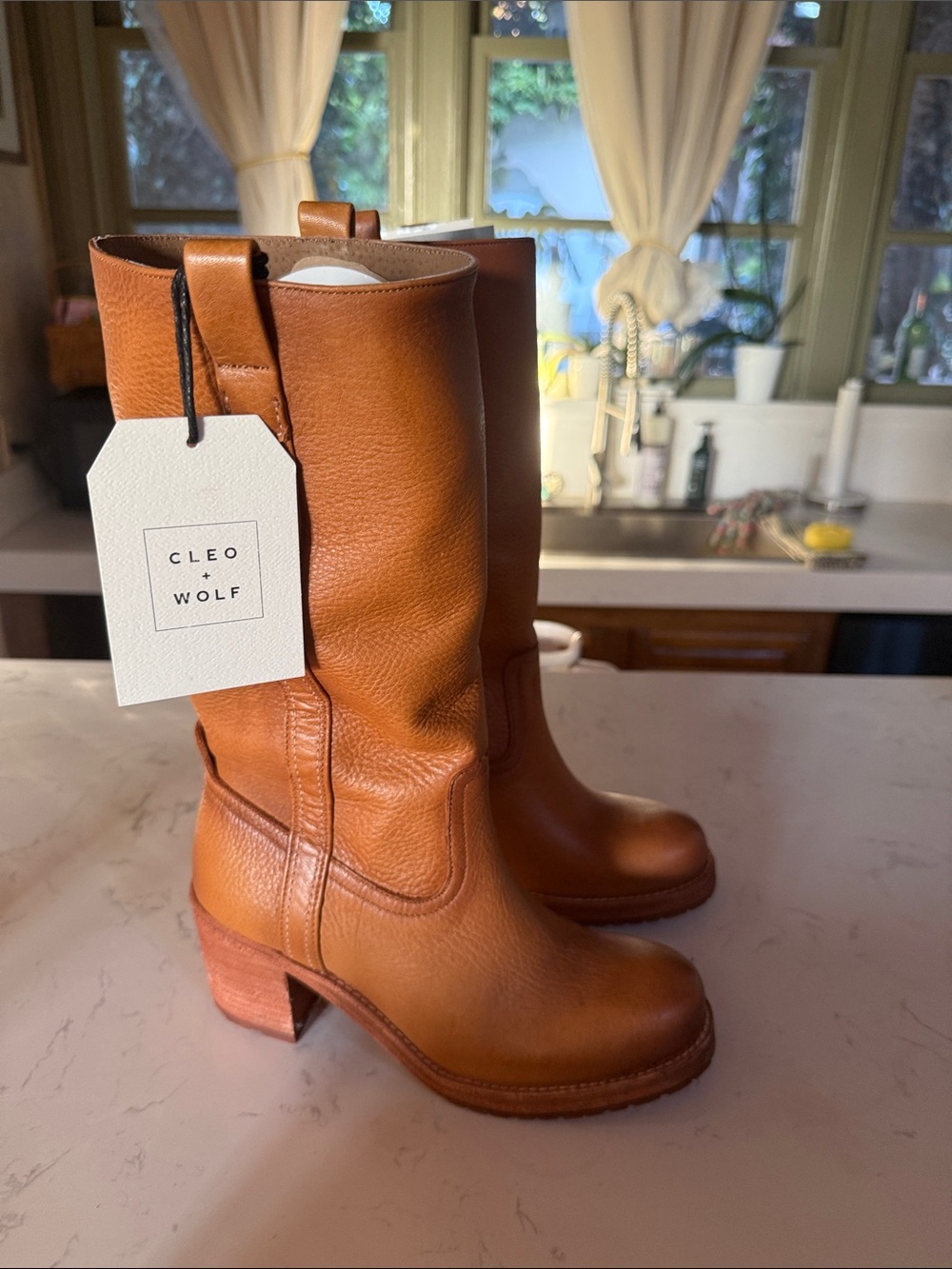 Cleo + Wolf Women's Tan Leather Heeled Boots